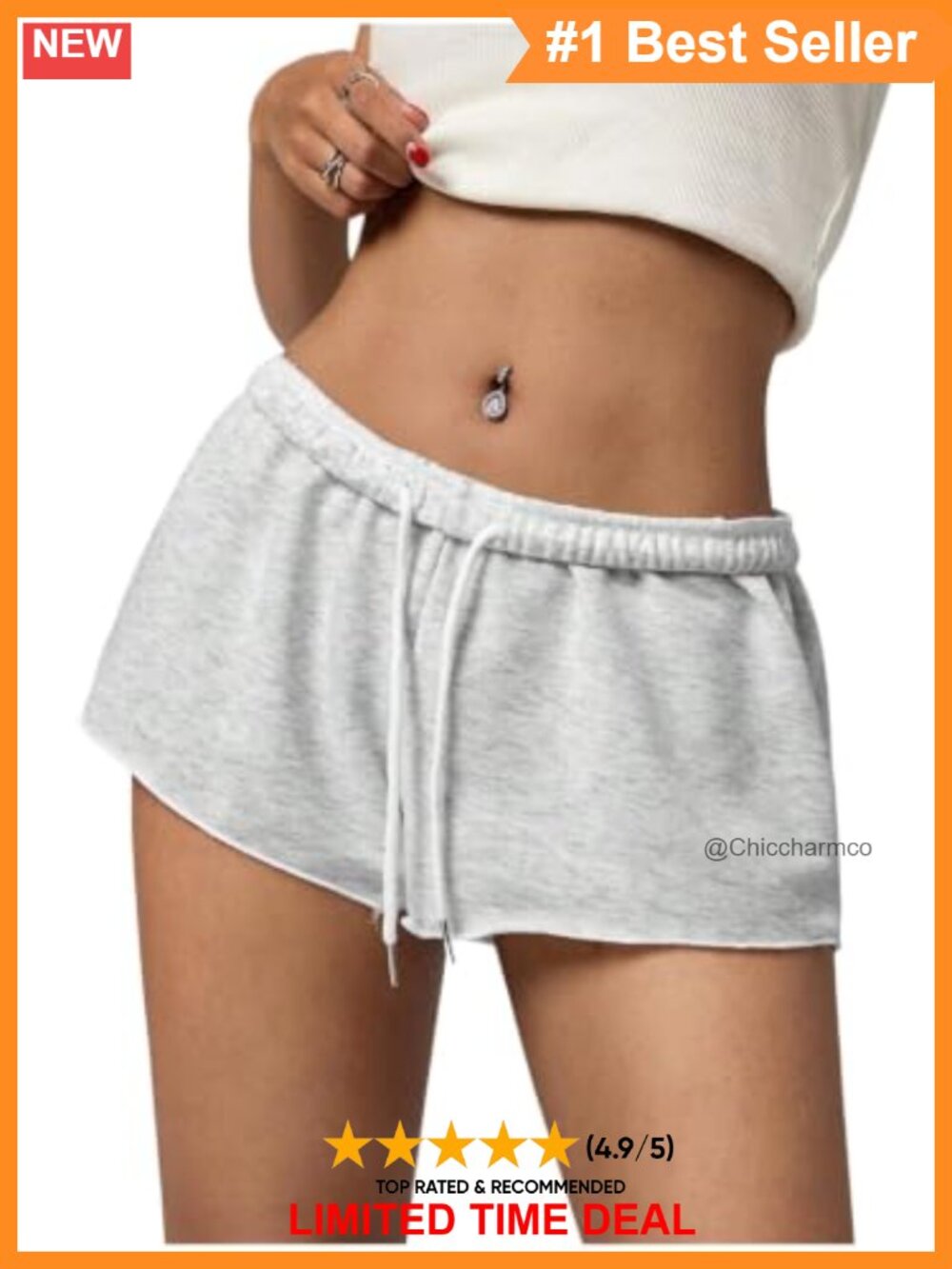 Women's Low Rise SweatShort Elastic Waist Running Mini Short